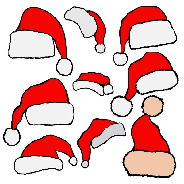 Christmas Santa Claus hoeden — Stockvector