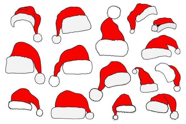 Christmas Santa Claus hoeden — Stockvector