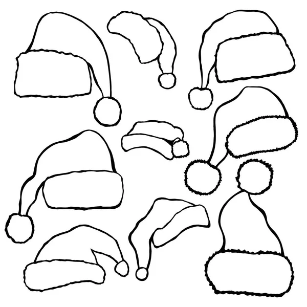 Doodle hattar jultomten — Stock vektor