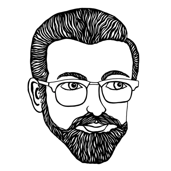 Hombre hipster Dibujado a mano — Vector de stock