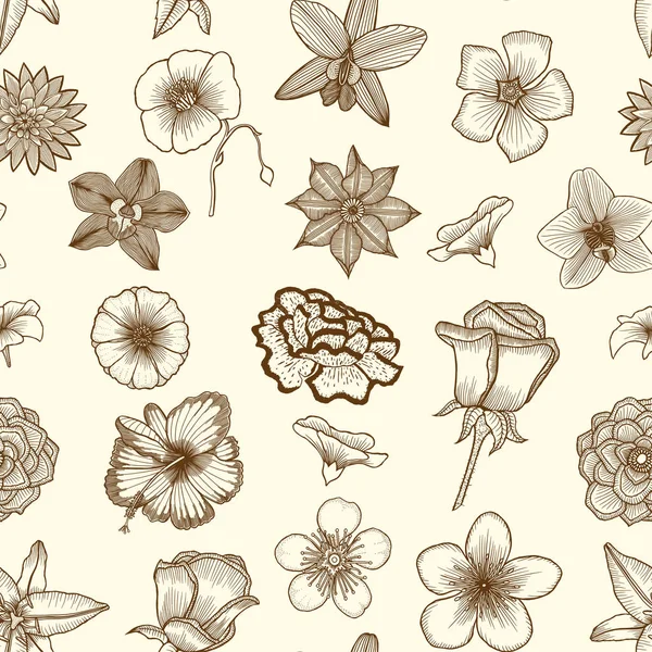 Doodle fleurs motif sans couture — Image vectorielle