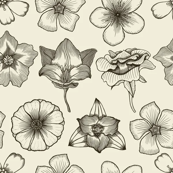 Doodle fleurs motif sans couture — Image vectorielle