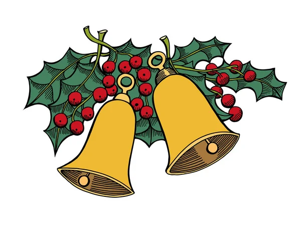 Carte postale rétro dessinée main de Noël — Image vectorielle