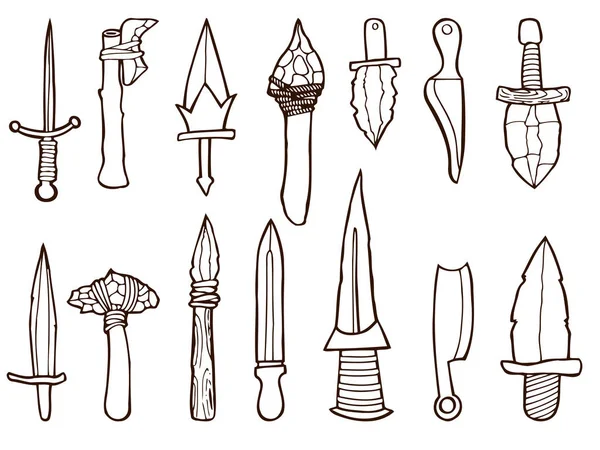 Ensemble d'armes anciennes . — Image vectorielle