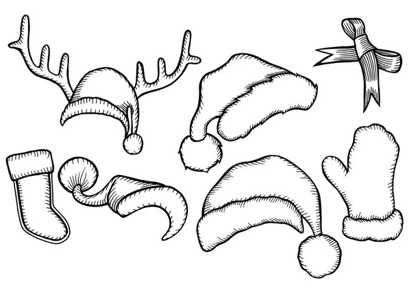 Doodle hoeden Santa Claus — Stockvector