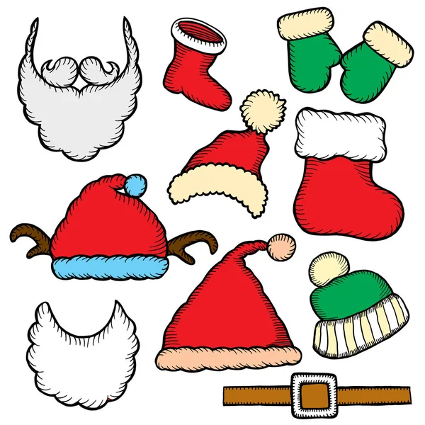 Doodle čepice Santa Claus — Stockový vektor