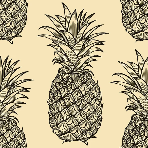 Pineapples hand drawn sketch. — Stock Vector