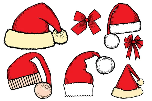 Set doodle vánoční čepice — Stockový vektor