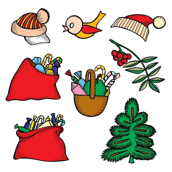 Kleurrijke patch badges van verschillende Merry Christmas — Stockvector