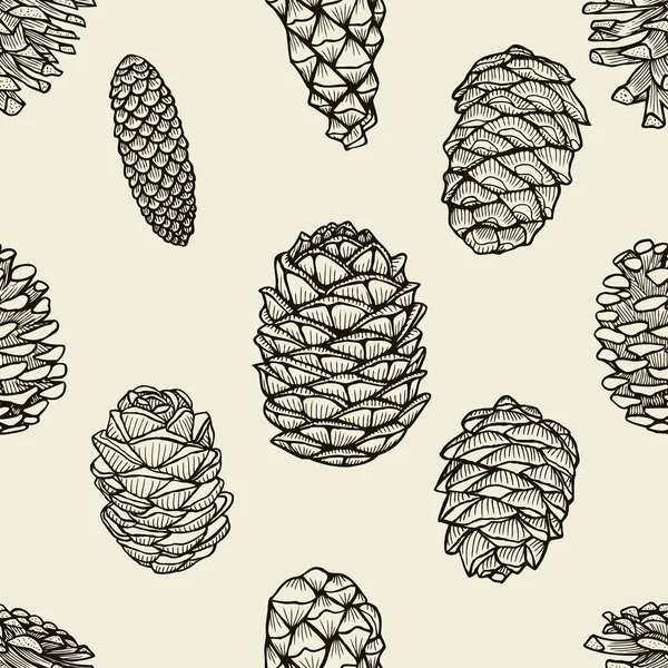 Modèle sans couture avec cônes de pin — Image vectorielle