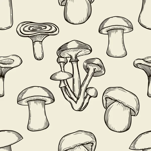 Seamless pattern with mushrooms. — Stock Vector