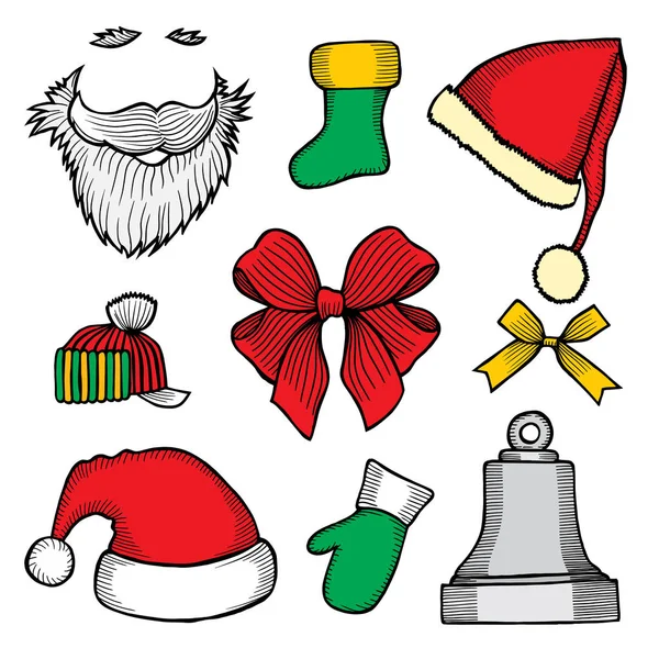 Doodle hoeden Santa Claus — Stockvector