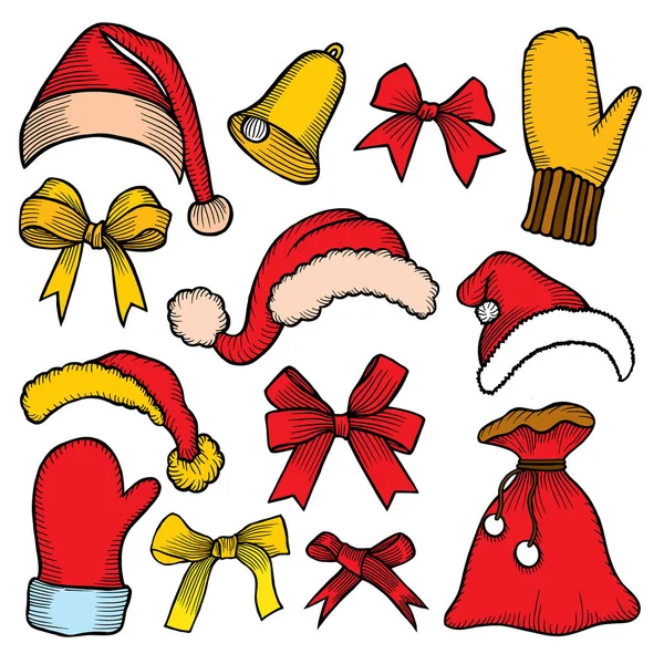 Kleurrijke patch badges van verschillende Merry Christmas — Stockvector