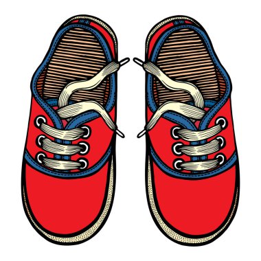 Vector illustration red and blue sports sneakers clipart