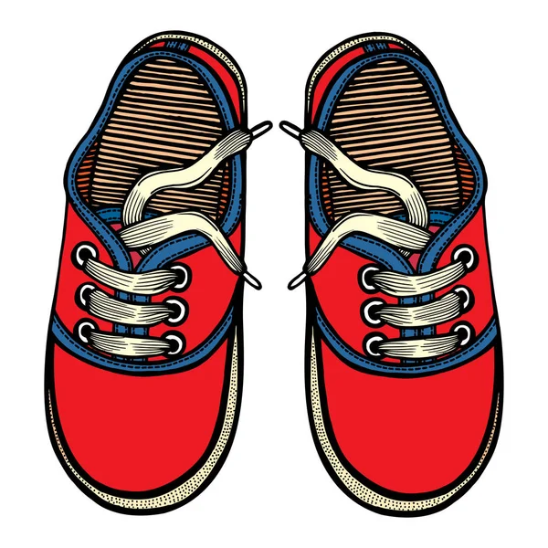 Vektorillustration röda och blå sport sneakers — Stock vektor