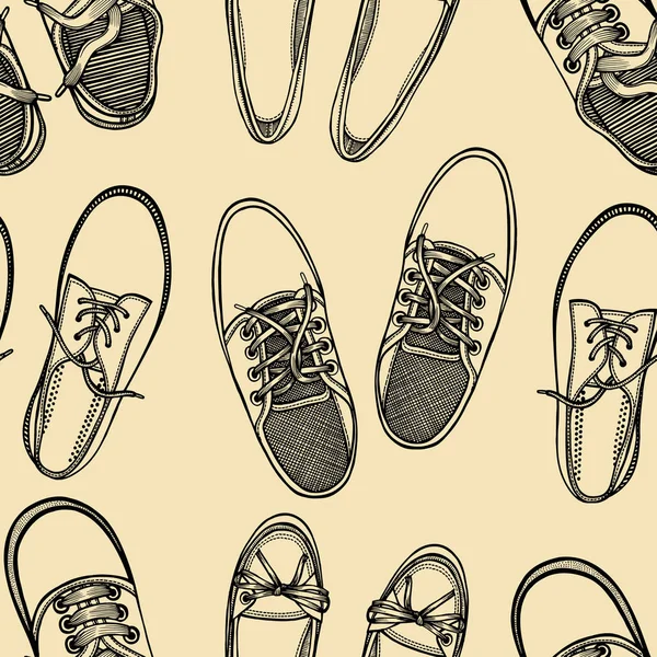 Naadloze patroon van schoenen - sportschoenen. — Stockvector