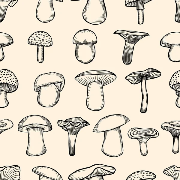 Seamless pattern with mushrooms. — Stock Vector