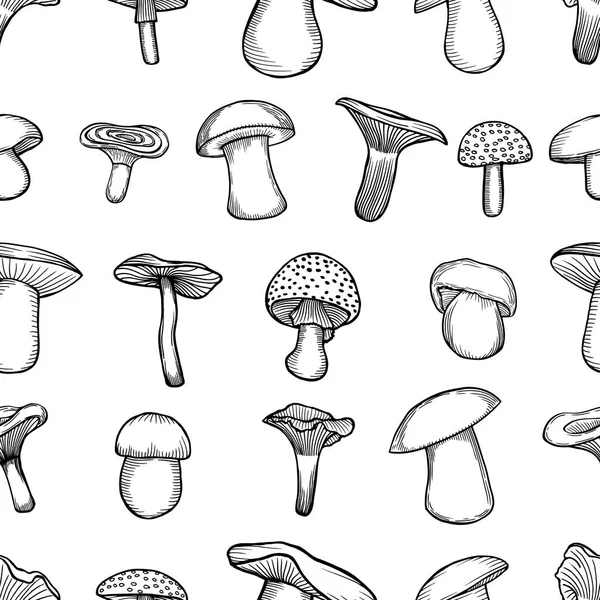 Seamless pattern with mushrooms. — Stock Vector