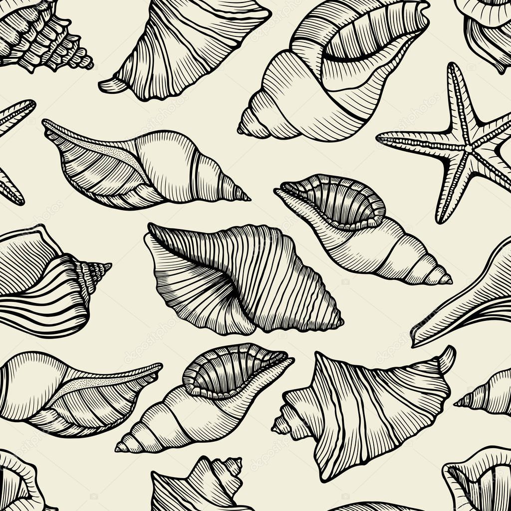 Seamless pattern with shells