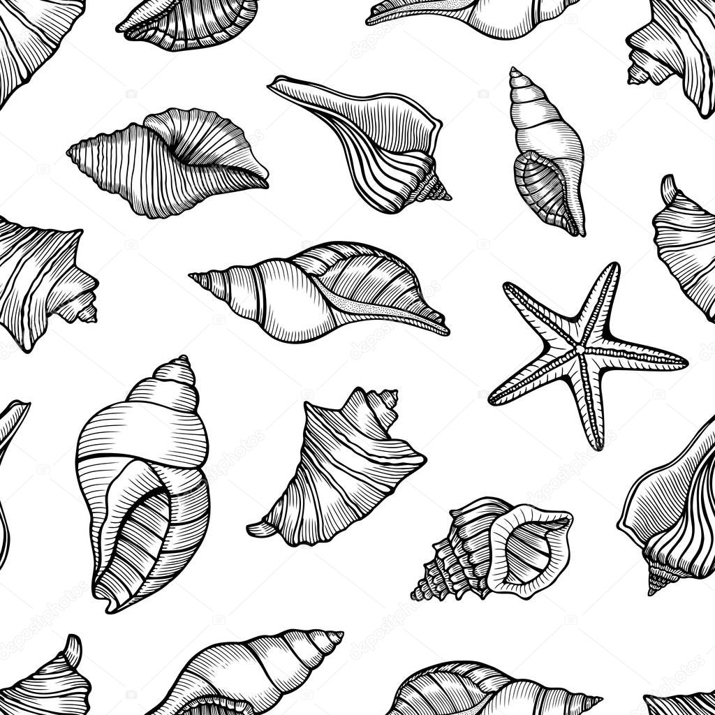 Seamless pattern with shells