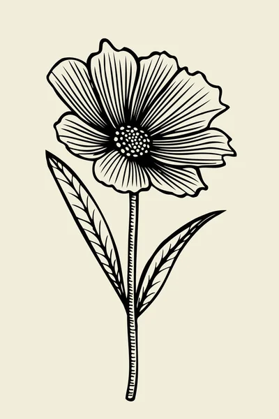 Elle çizilmiş kroki çiçek — Stok Vektör