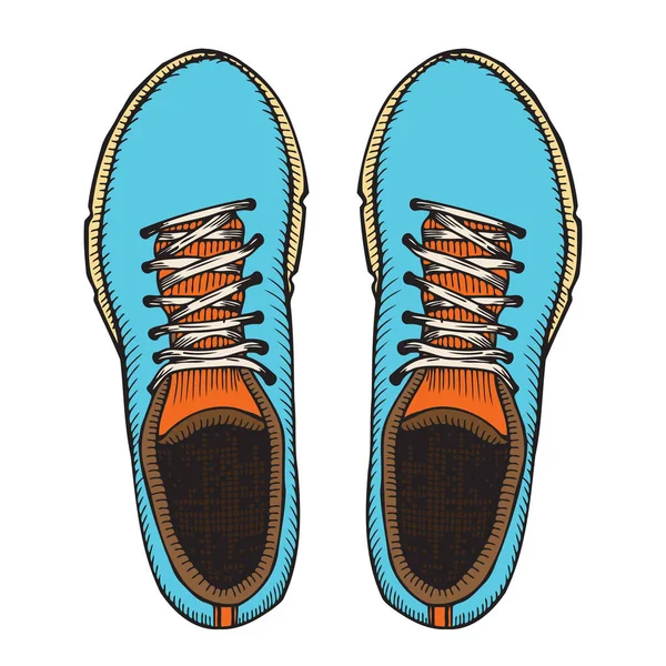 Vector ilustración zapatillas deportivas rojas y azules — Archivo Imágenes Vectoriales