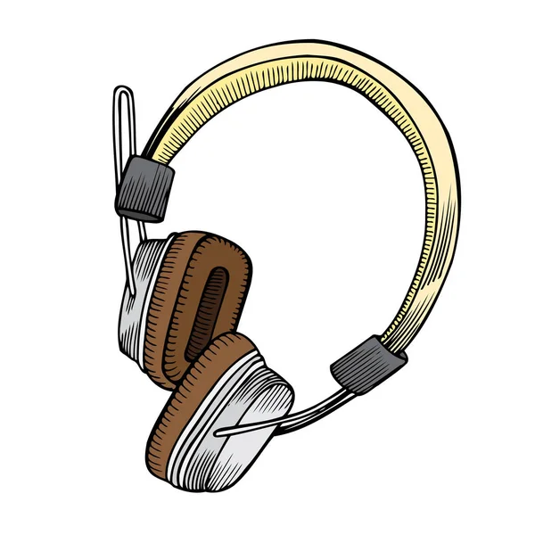 Vector coloreado bosquejo auriculares aislados — Vector de stock