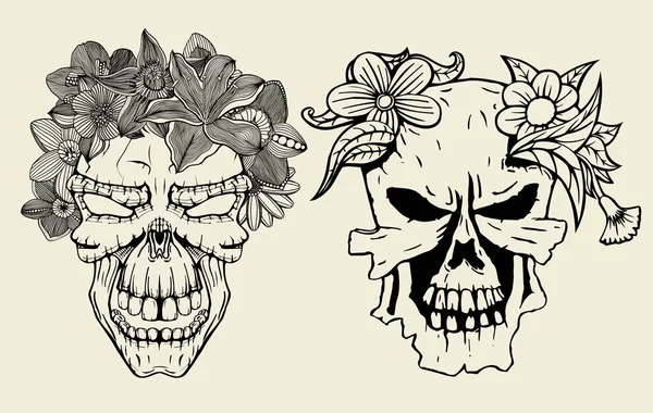 Calaveras y flores — Vector de stock