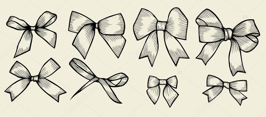 Set of bows, hand drawn