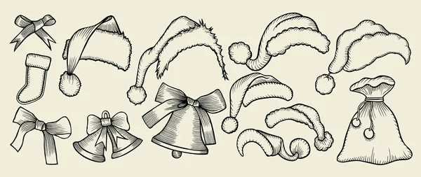 Doodle hats Santa Claus — Stock Vector