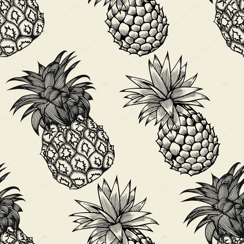 pineapples hand drawn sketch.