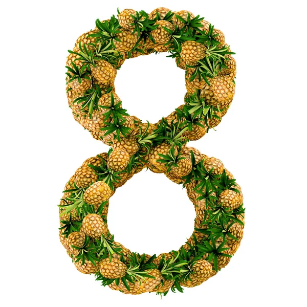 Eight made from 3d pineapple — Stock Photo, Image
