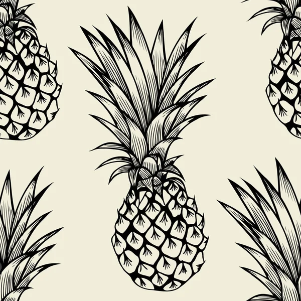 Vector pineapples hand drawn sketch. — Stock Vector