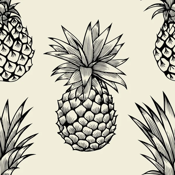 Vector pineapples hand drawn sketch. — Stock Vector