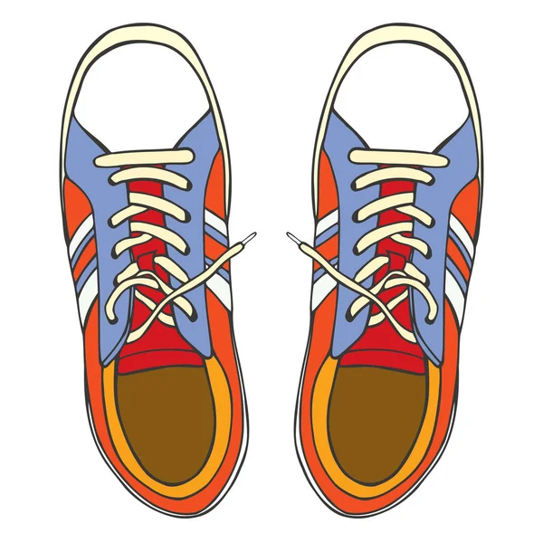 Röda och blå sport sneakers — Stock vektor