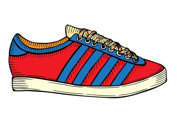 红色和蓝色体育运动鞋 — 图库矢量图片