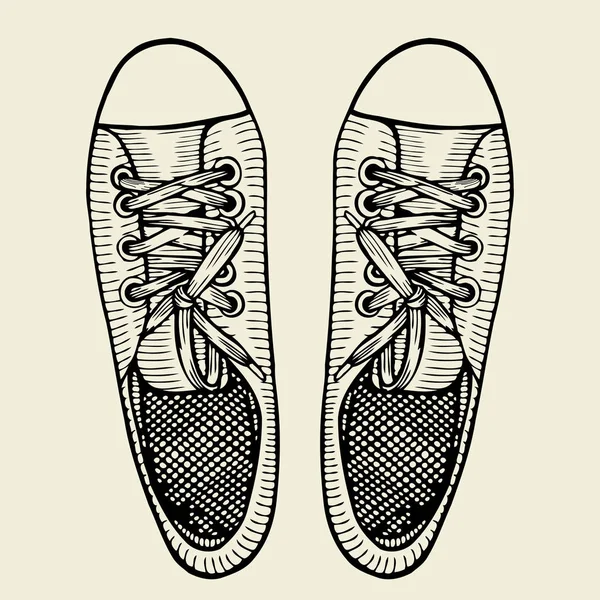 手的运动鞋的素描画 — 图库矢量图片