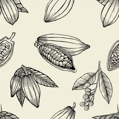 cocoa beans and leaves. clipart