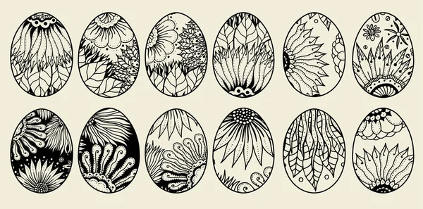 Sketch ornate Easter eggs — Stock Vector