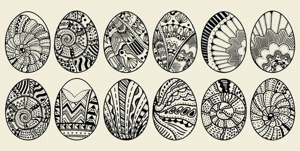 Sketch ornate Easter eggs — Stock Vector