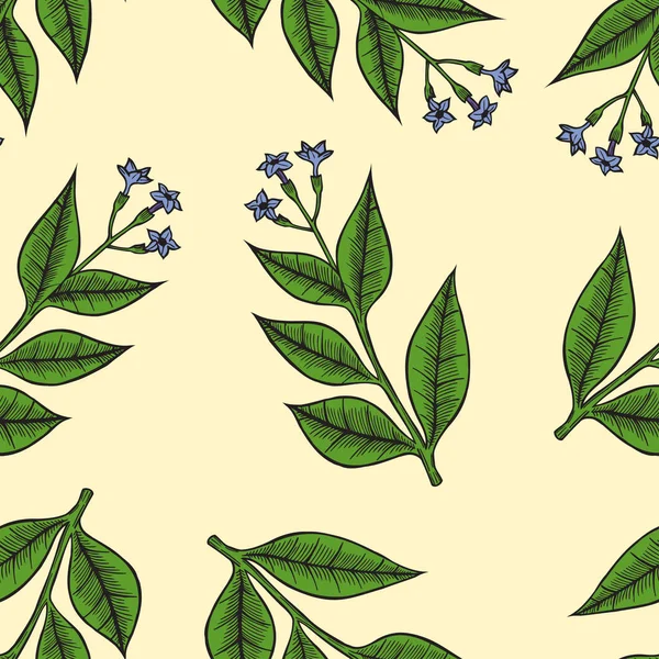 Motif herbes et fleurs — Image vectorielle