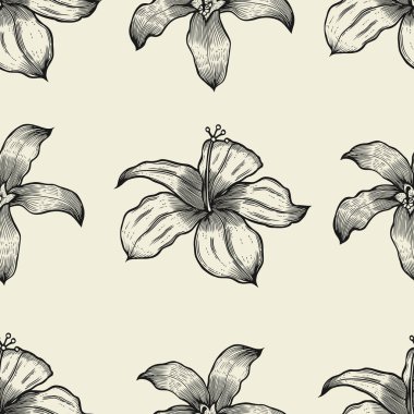 Siyah ve beyaz desensiz çiçek deseni