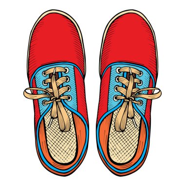 Kırmızı ve mavi spor spor ayakkabı