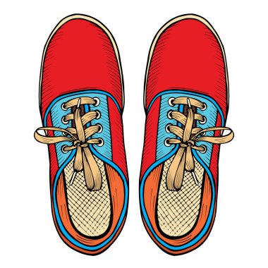 red and blue sports sneakers clipart