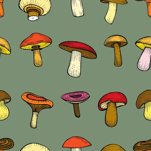 Seamless pattern with mushrooms. — Stock Vector