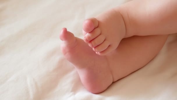 Kleine voeten een pasgeboren baby — Stockvideo