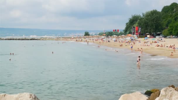 Die Menschen entspannen sich am Strand — Stockvideo