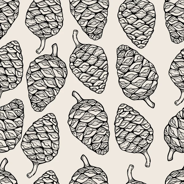Seamless pattern with pine cones. — Stock Vector