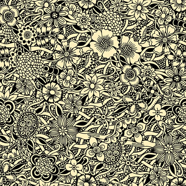 Doodle flowers seamless mönster. — Stock vektor