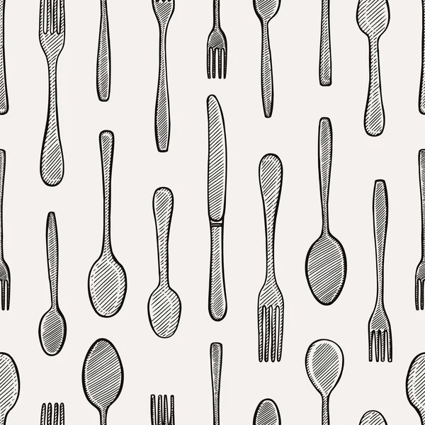 Fondo sin costuras con utensilios para comer . — Archivo Imágenes Vectoriales